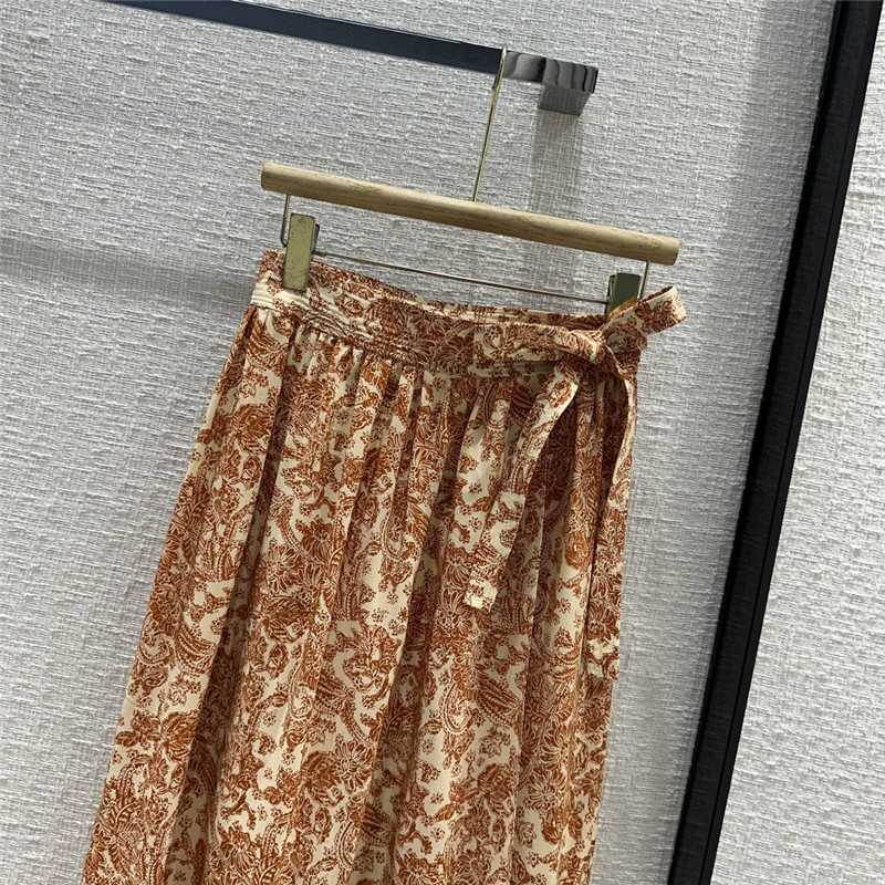 L0r0 P1ana leah woodblock botanic print self-tie midi skirt