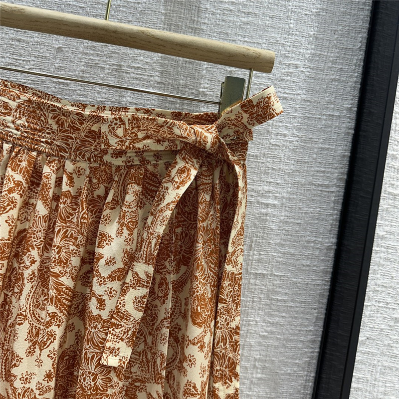 L0r0 P1ana leah woodblock botanic print self-tie midi skirt