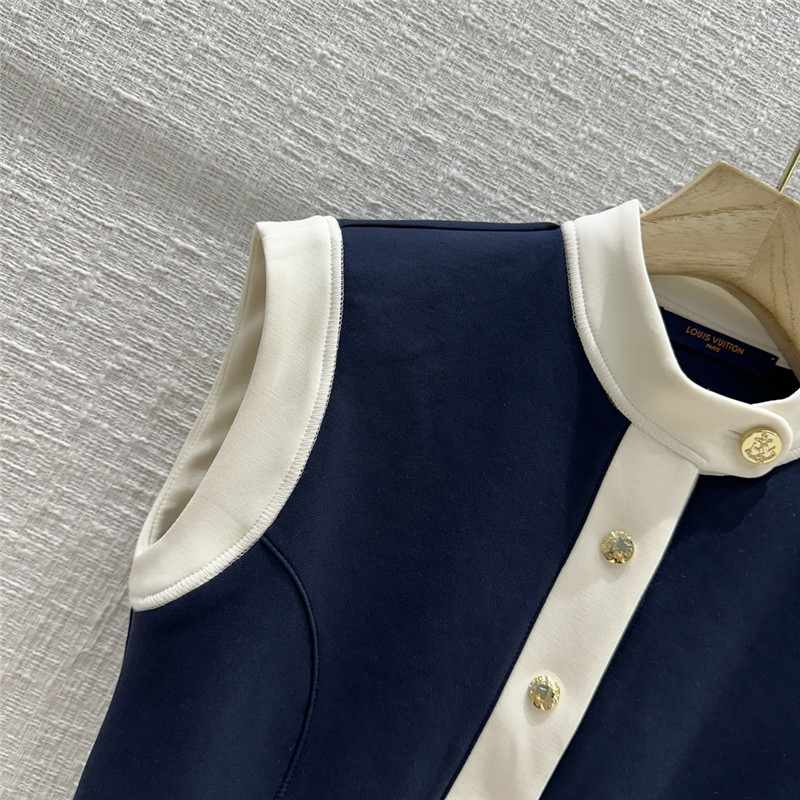 l0vis Vvtt0n lv stand collar color block vest top replica clothing