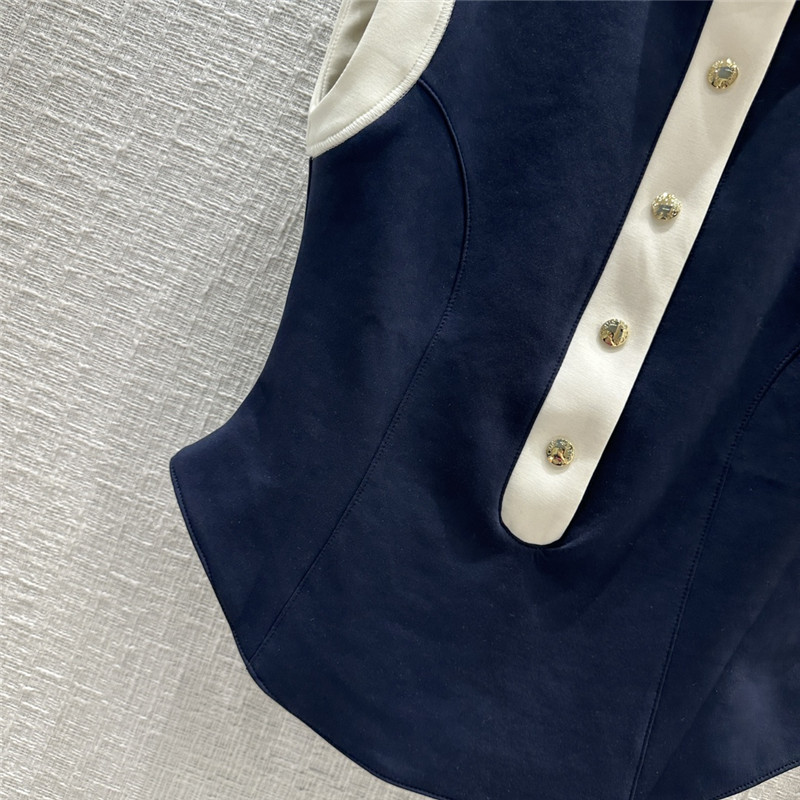 l0vis Vvtt0n lv stand collar color block vest top replica clothing