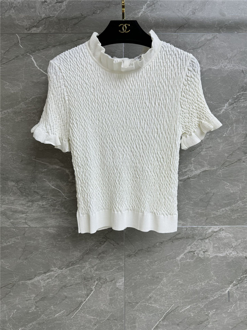 Ch**el ruffled knit top replica clothing