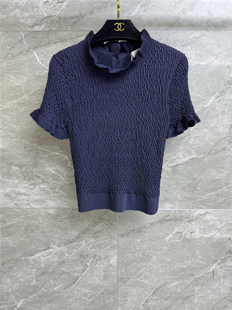 Ch**el ruffled knit top replica clothing