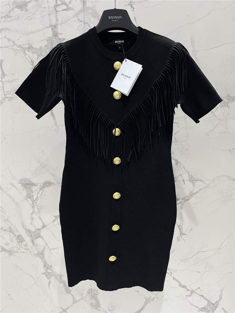 Balmain round neck button-down knit dress replica clothing sites