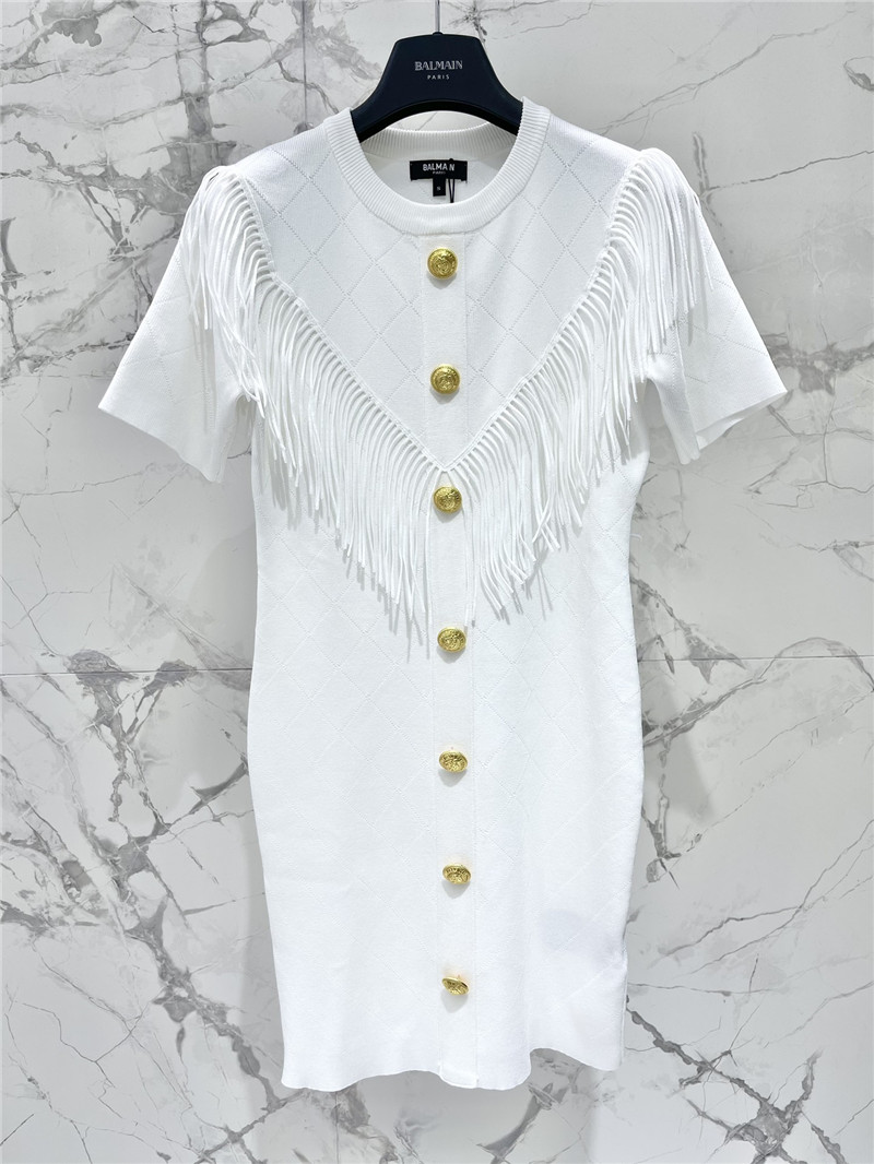 Balmain round neck button-down knit dress replica clothing sites