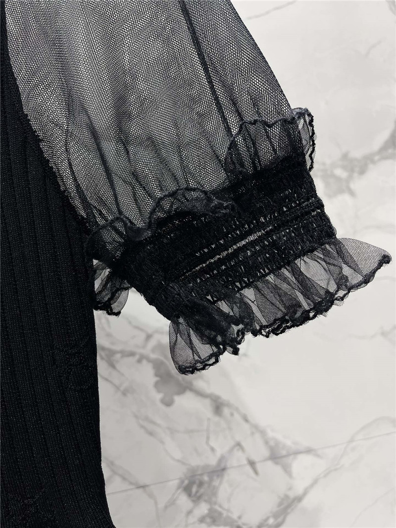 Ch**el lace logo button lapel knit dress replica clothing