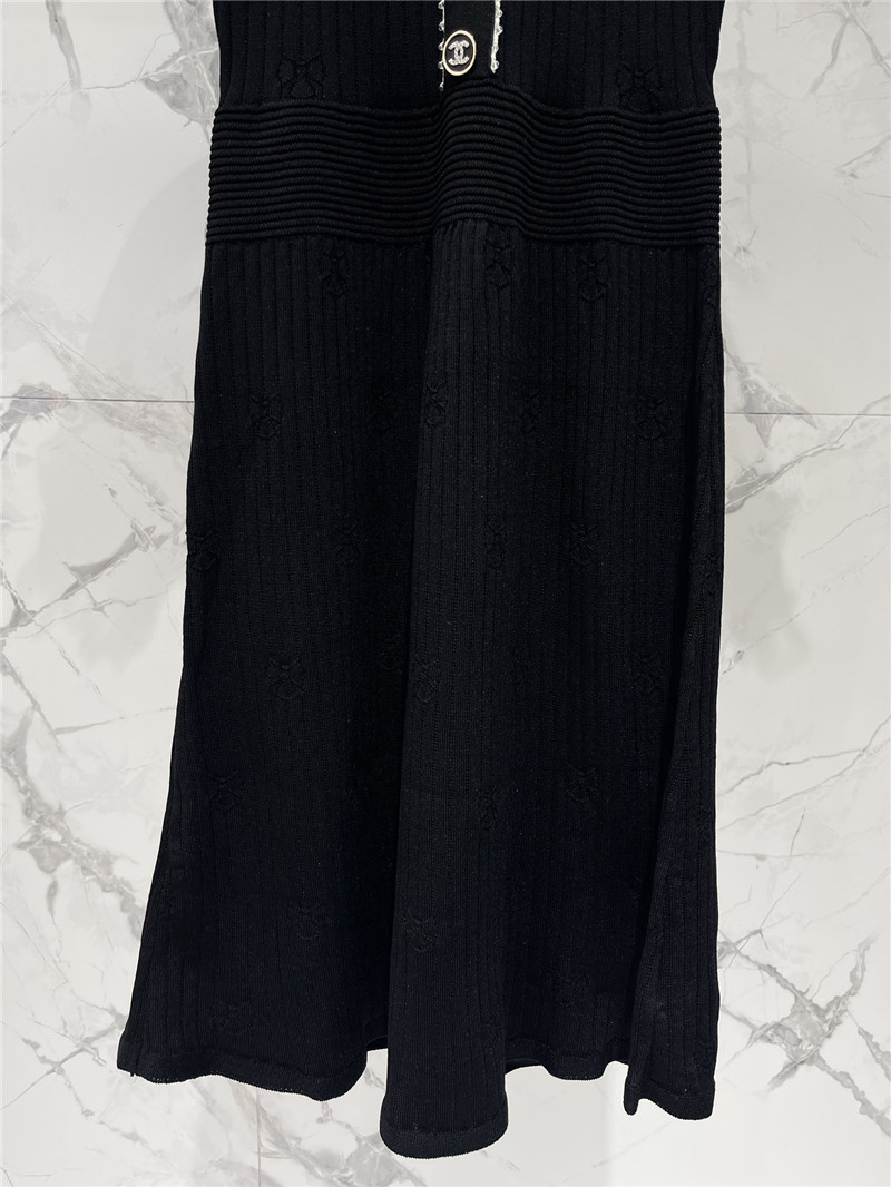 Ch**el lace logo button lapel knit dress replica clothing