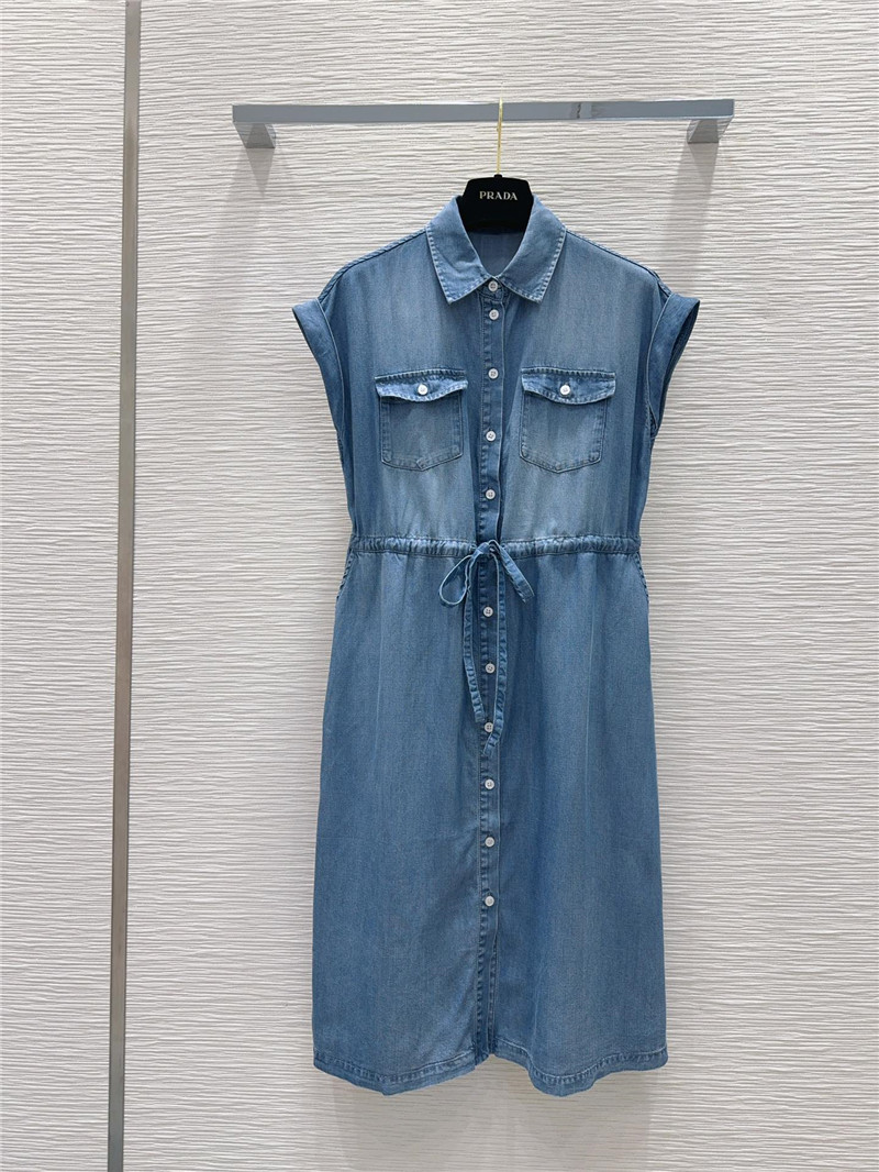 Pra*a vintage denim dress replica designer clothes