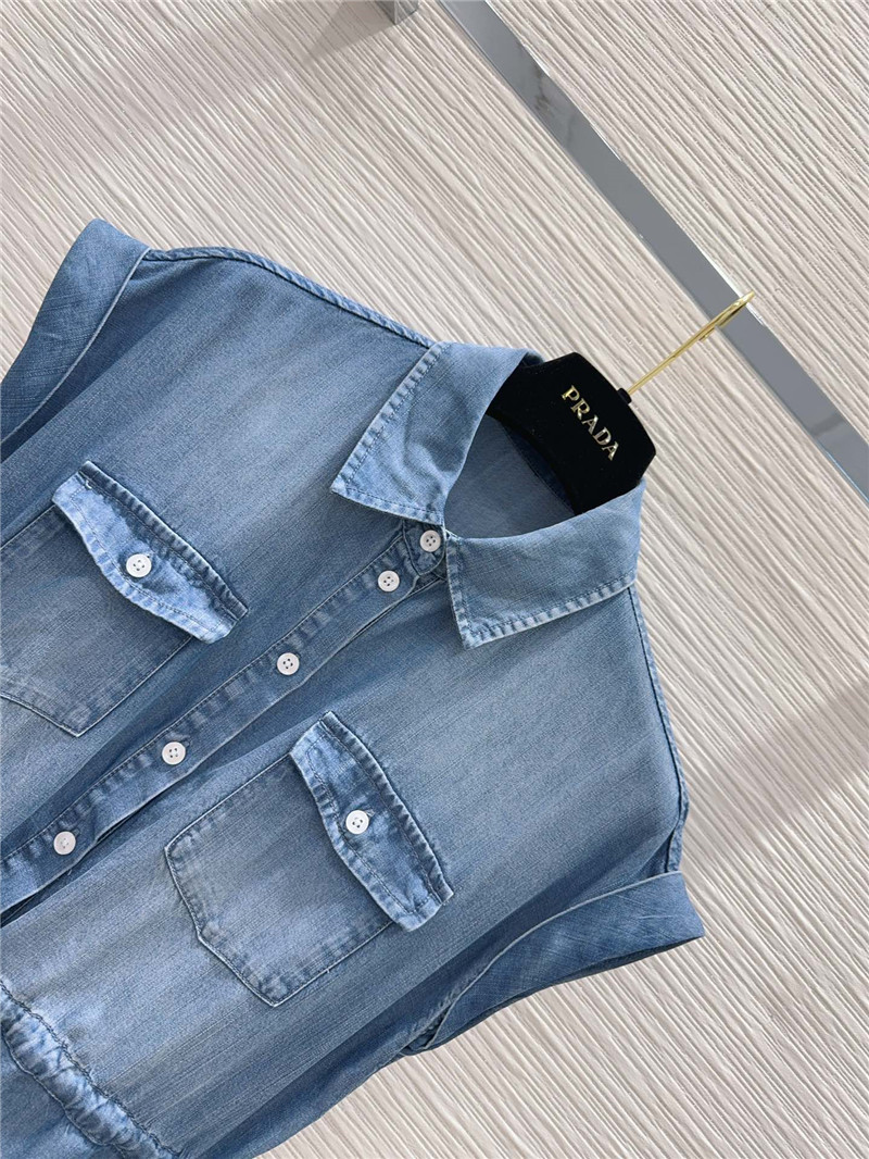 Pra*a vintage denim dress replica designer clothes