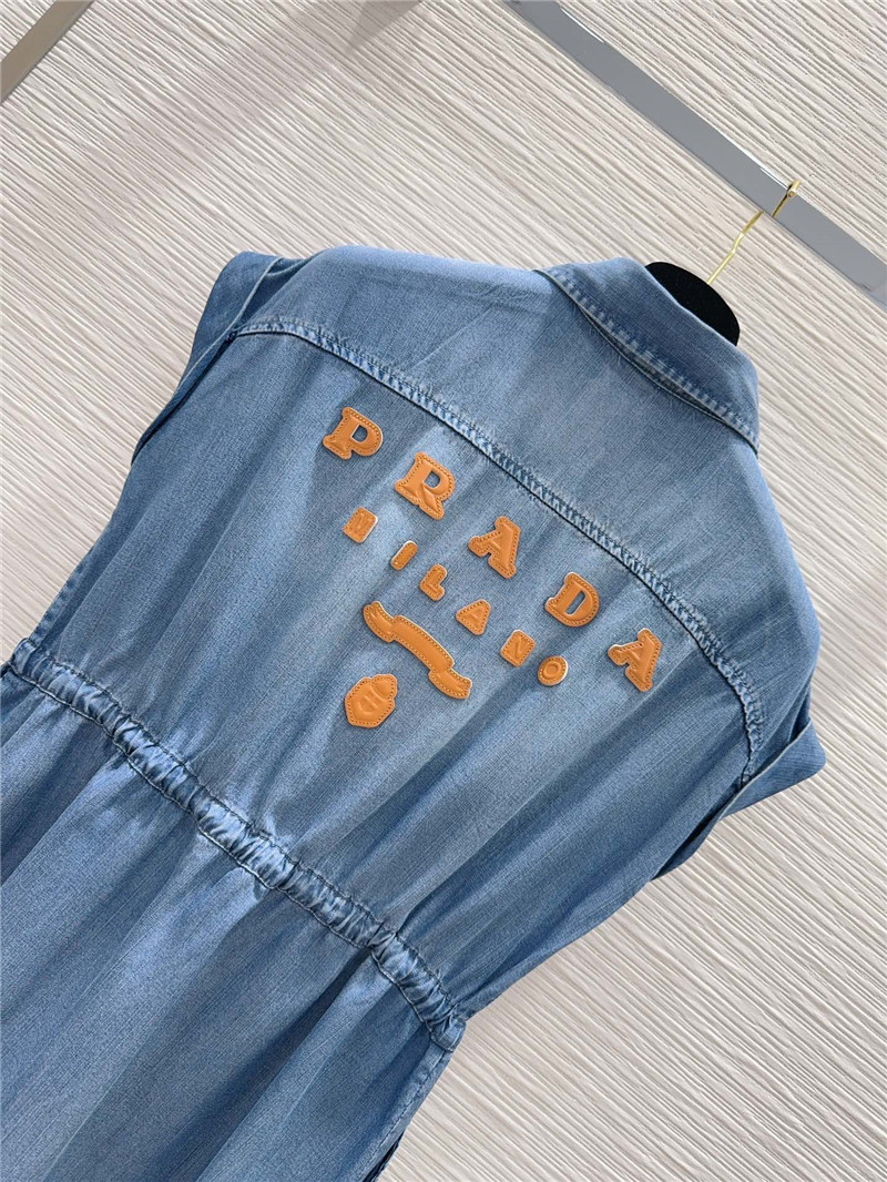 Pra*a vintage denim dress replica designer clothes