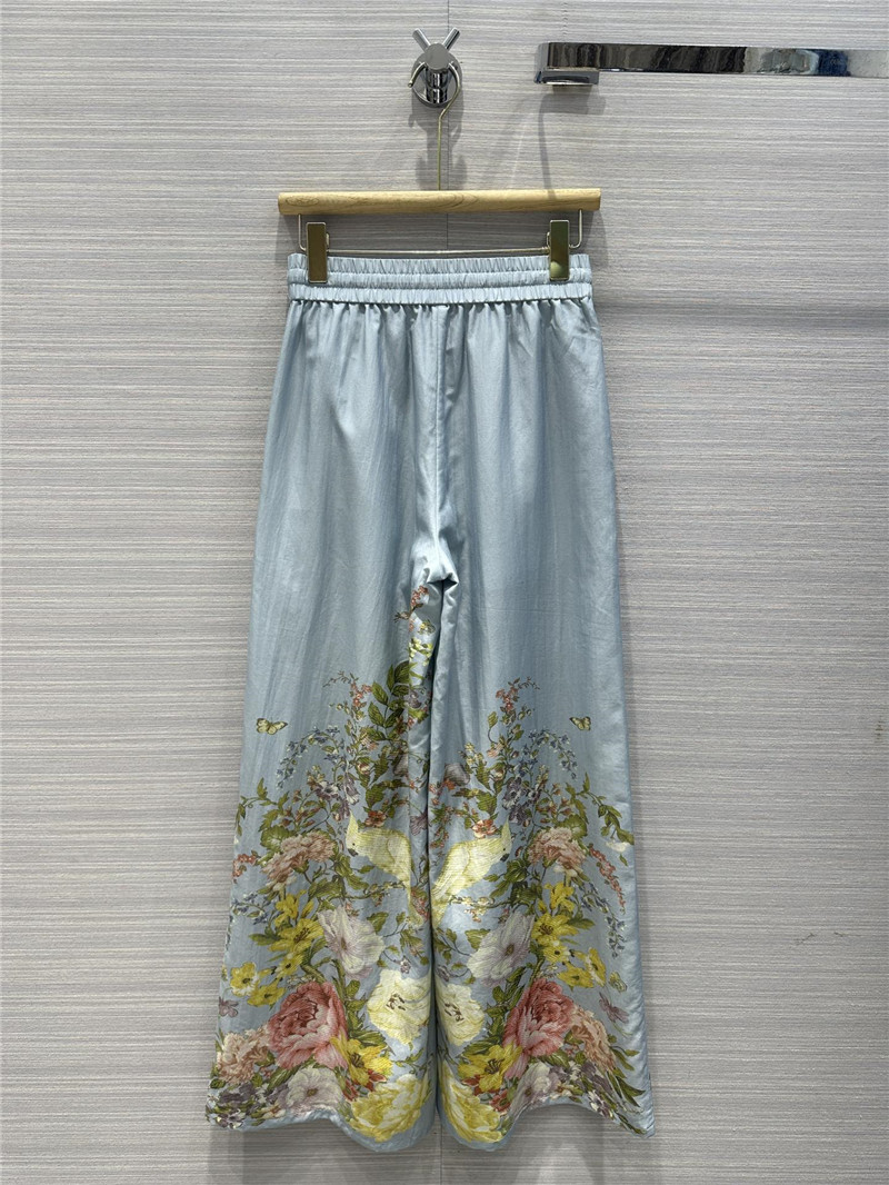 Zimm silk and cotton printed wide-leg pants replica clothes