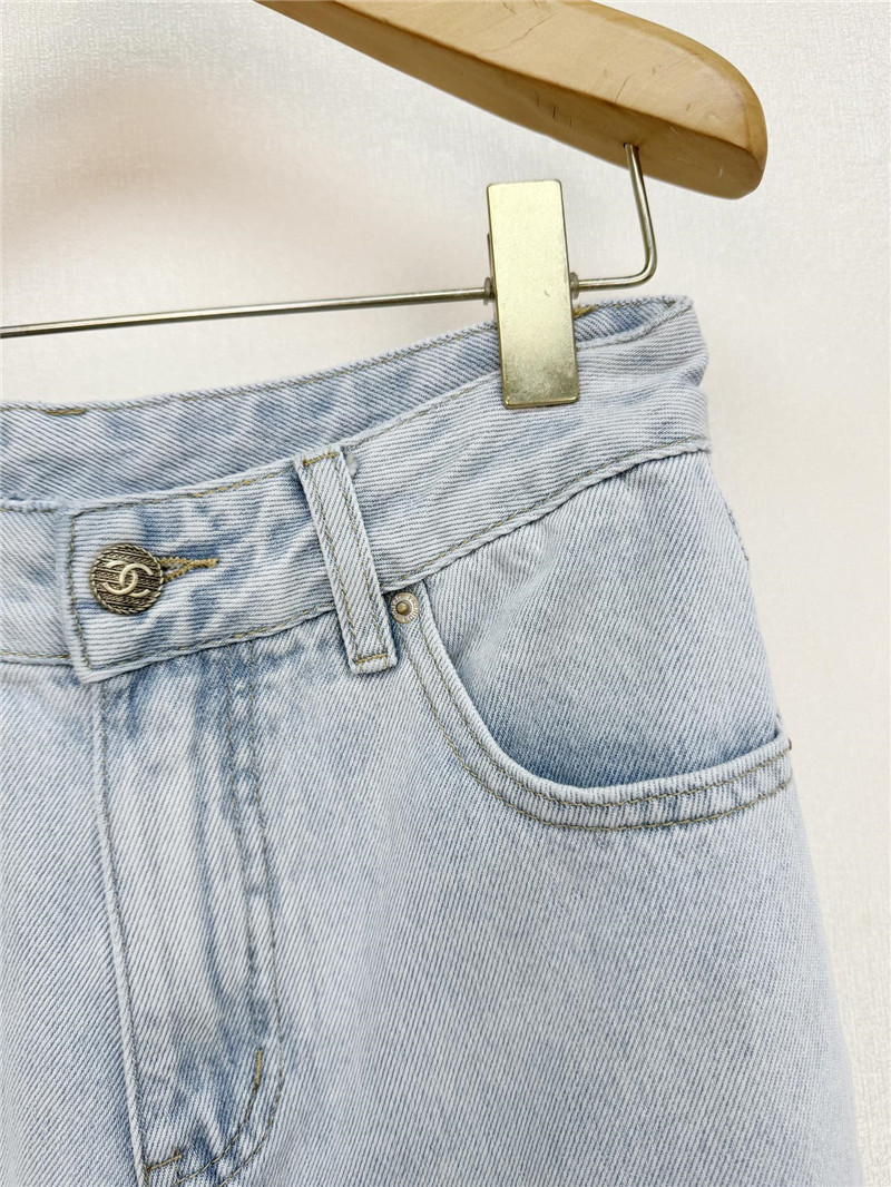 Ch**el denim wide-leg pants replica clothes