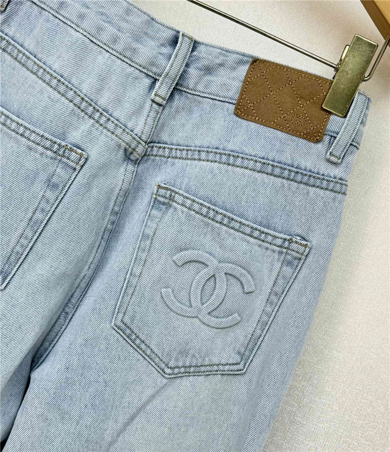 Ch**el denim wide-leg pants replica clothes