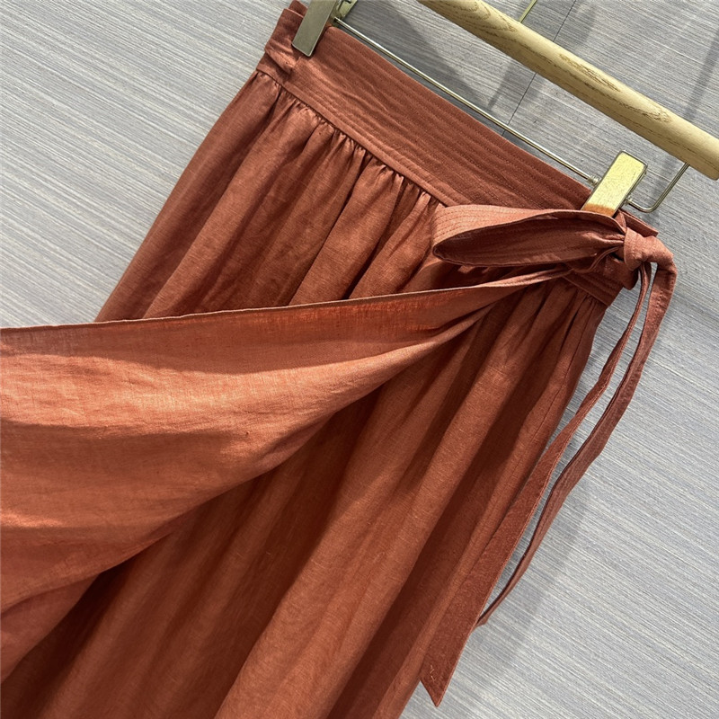 L0r0 P1ana cotton and linen lace-up maxi dress replica clothing