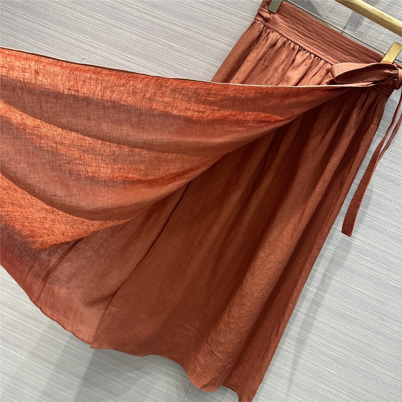 L0r0 P1ana cotton and linen lace-up maxi dress replica clothing