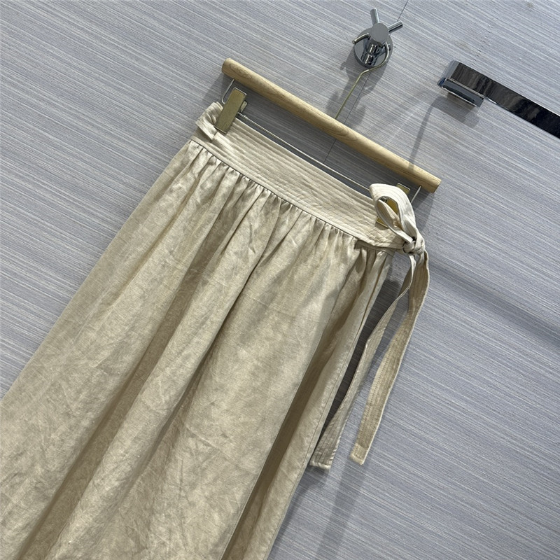 L0r0 P1ana cotton and linen lace-up maxi dress replica clothing