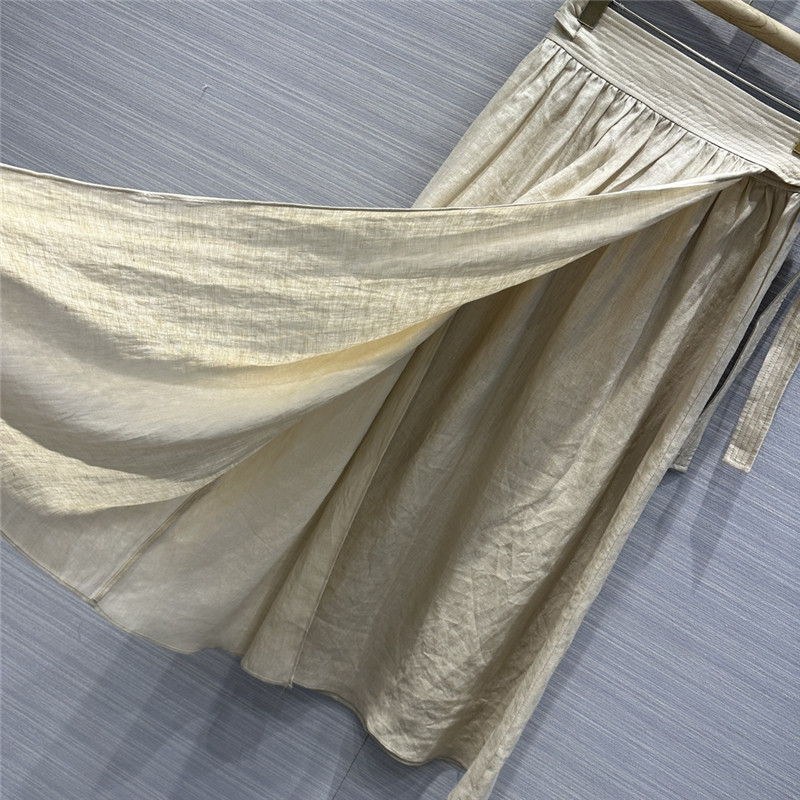 L0r0 P1ana cotton and linen lace-up maxi dress replica clothing