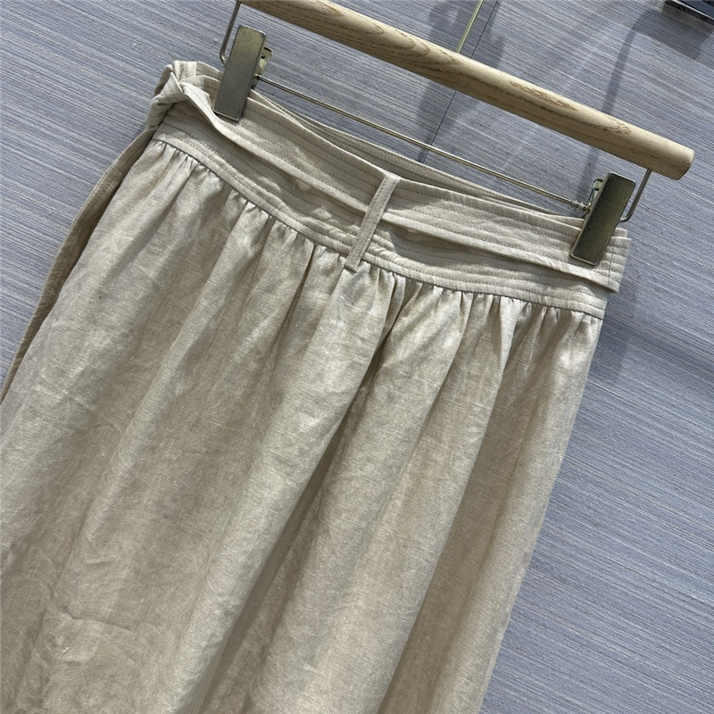 L0r0 P1ana cotton and linen lace-up maxi dress replica clothing