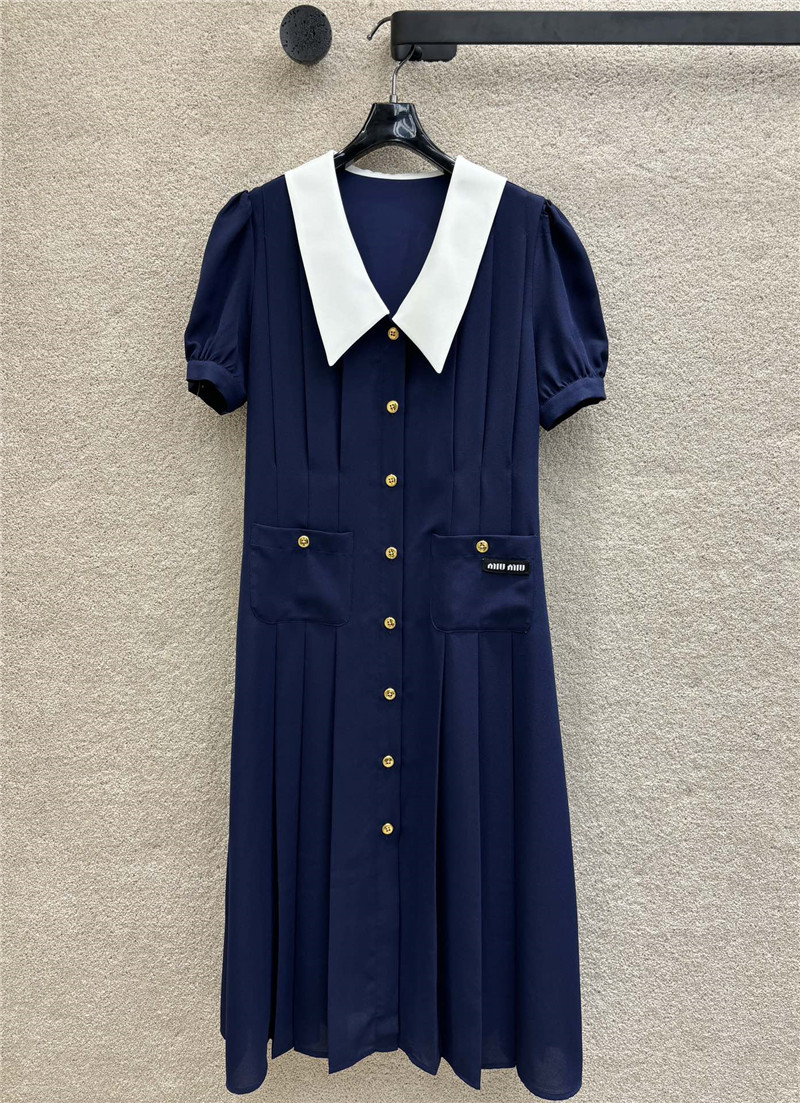 M1um1u navy blue gold button dress replica d&g clothing