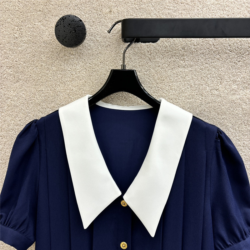 M1um1u navy blue gold button dress replica d&g clothing