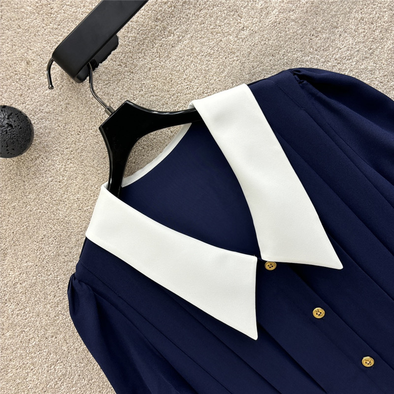 M1um1u navy blue gold button dress replica d&g clothing