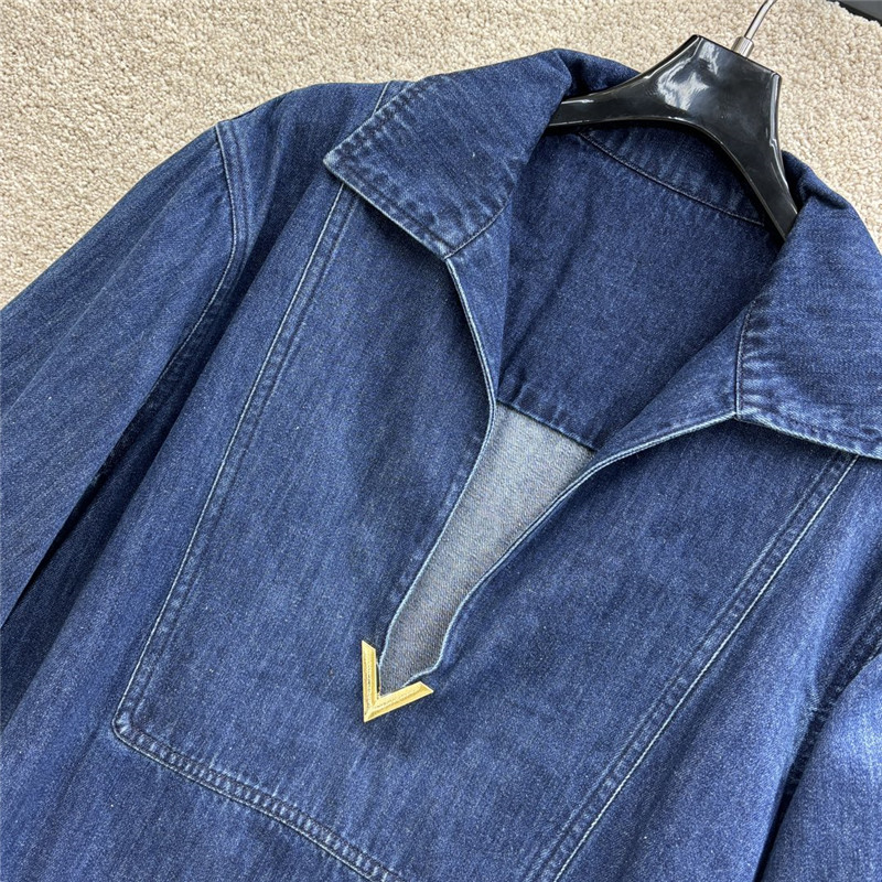 Va1e*ntin0 denim pleated dress replica designer clothes