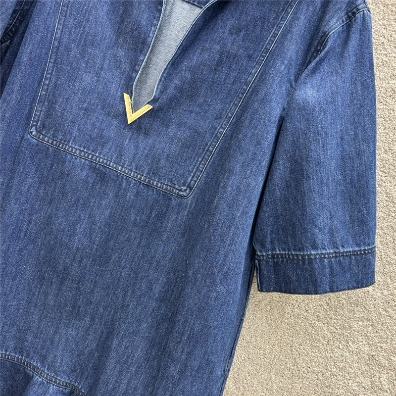 Va1e*ntin0 denim pleated dress replica designer clothes