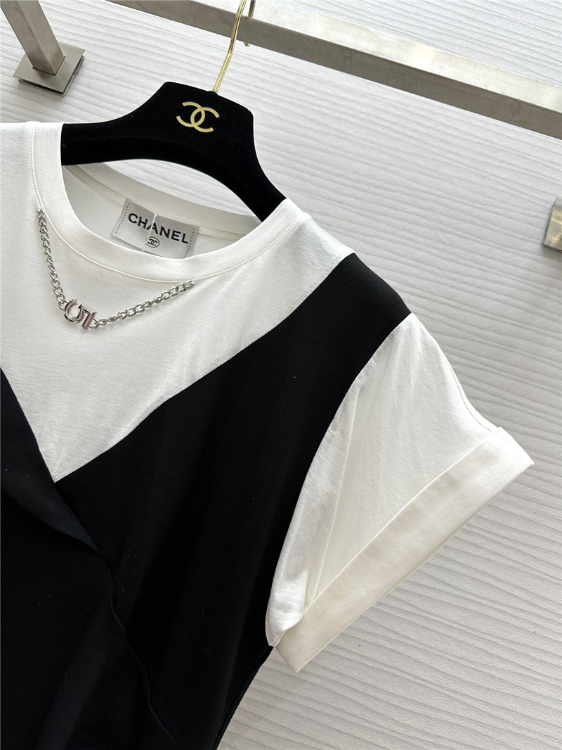 Ch**el color matching fake two piece dress replica designer clothes