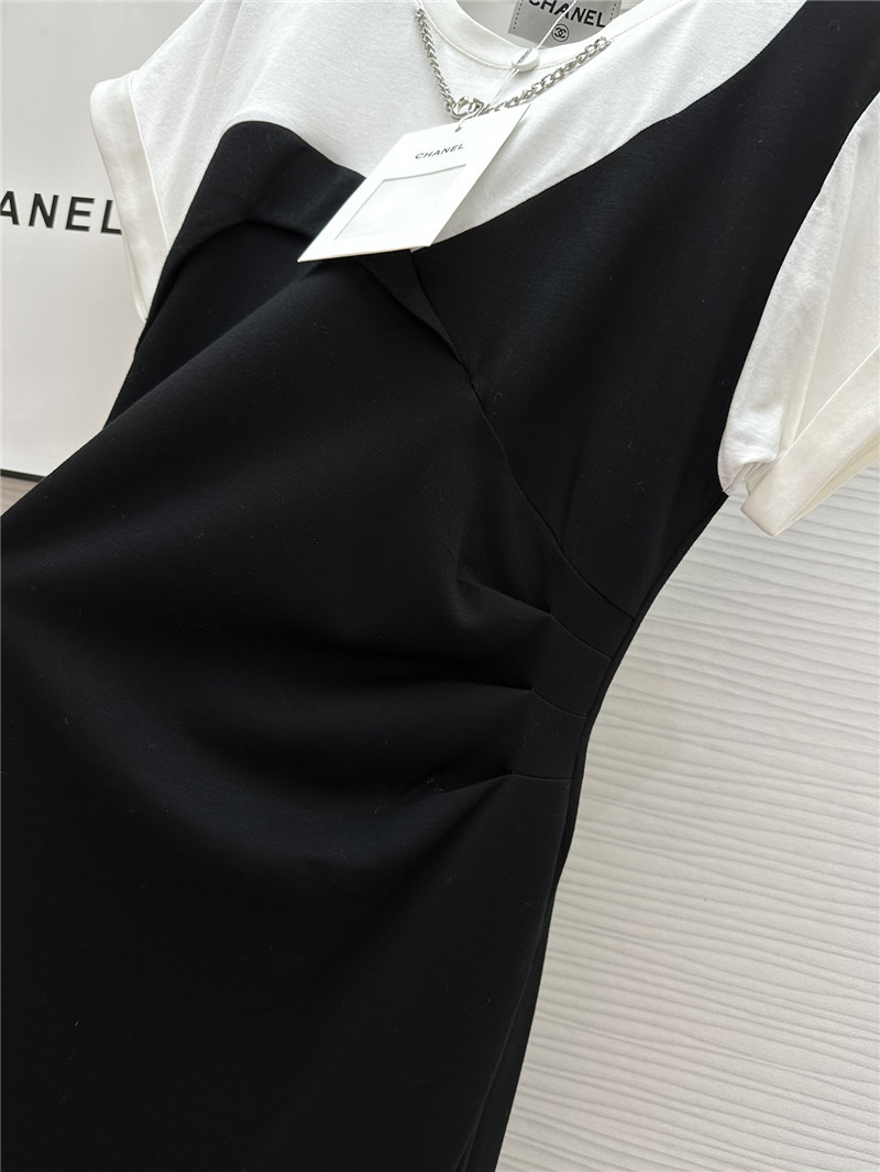 Ch**el color matching fake two piece dress replica designer clothes