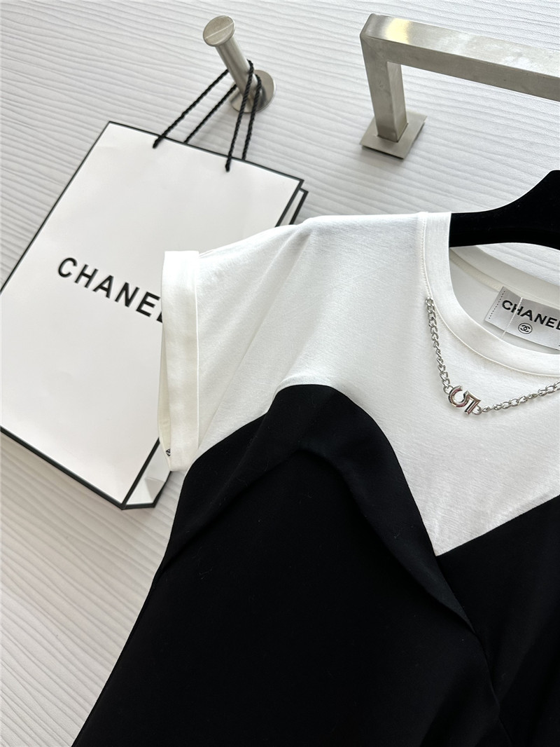 Ch**el color matching fake two piece dress replica designer clothes