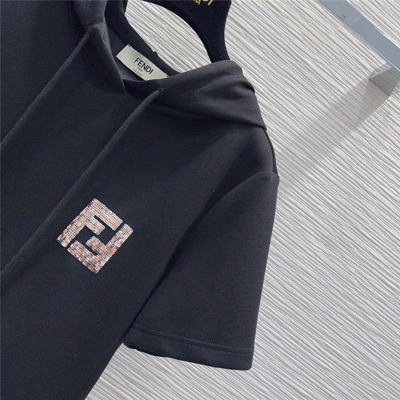 F**di hooded sweatshirt + sports shorts set replicas clothes