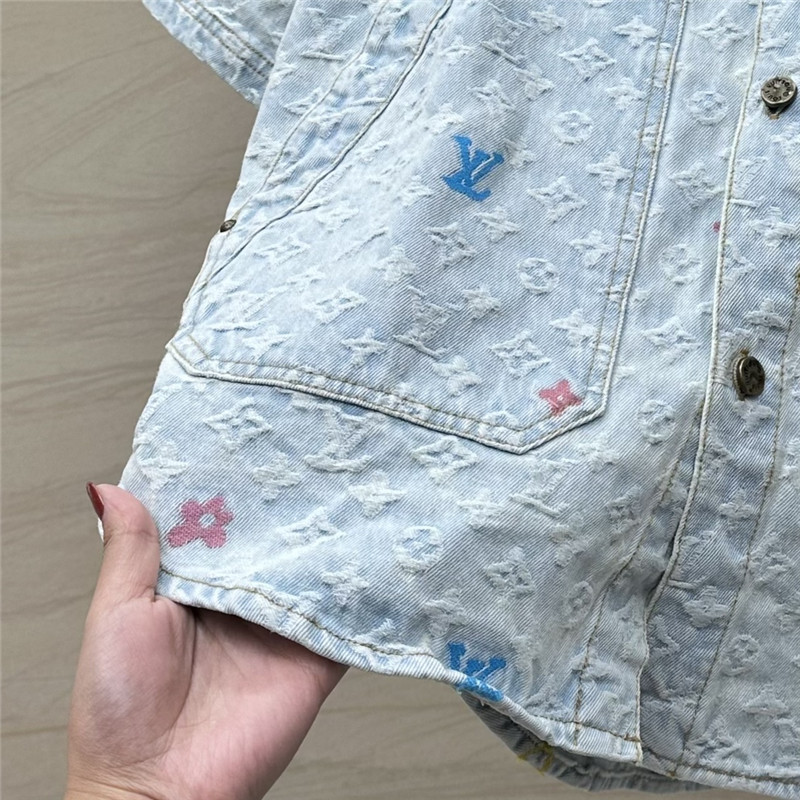l0vis Vvtt0n lv jacquard denim short-sleeved jacket replica clothing