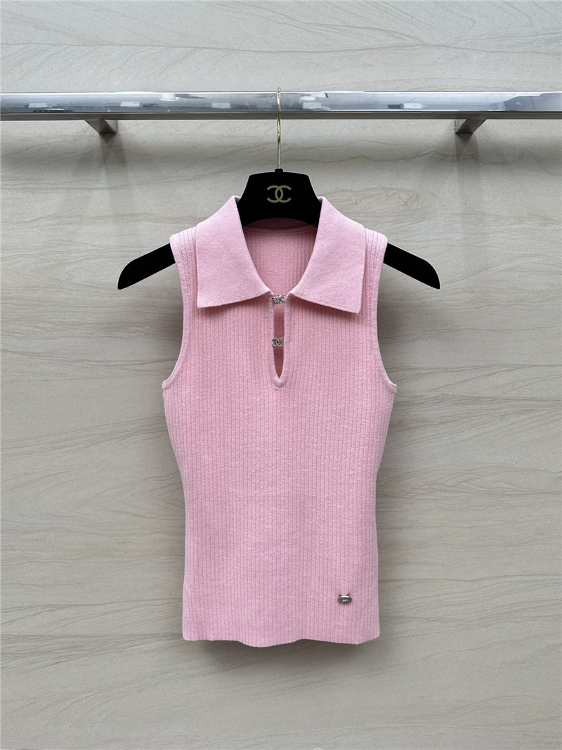 Ch**el polo collar waist knitted small vest replica clothes