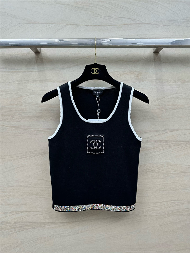 ch**el hot D1am0nd hem knitted vest top replica clothing