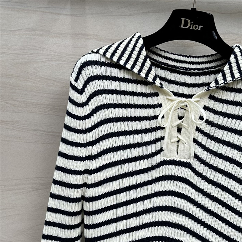 D10r navy striped large lapel dress replica designer clothes