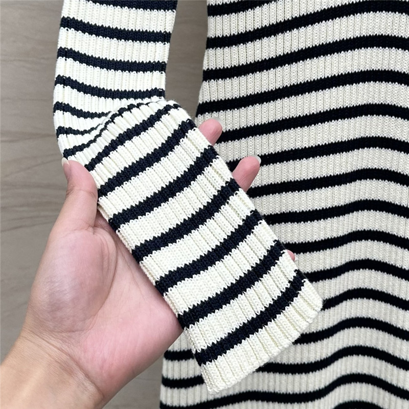 D10r navy striped large lapel dress replica designer clothes