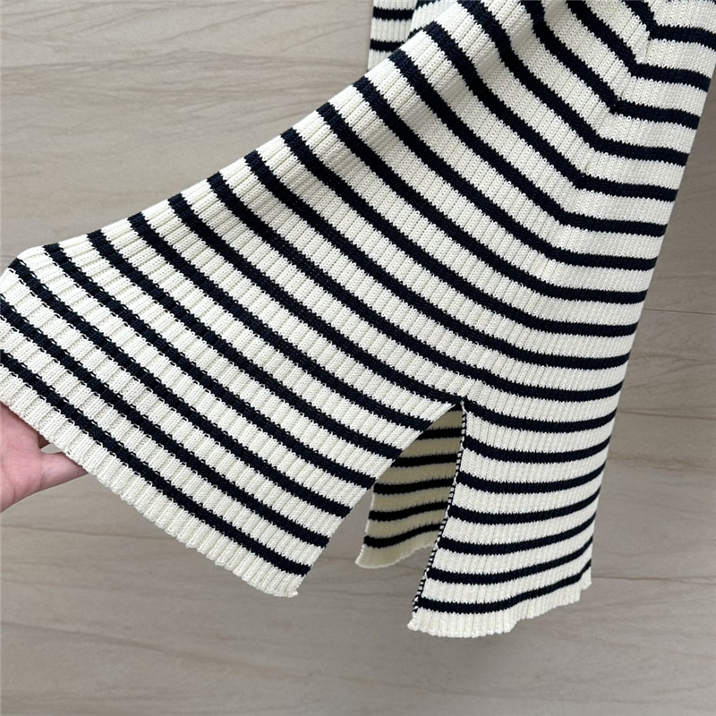 D10r navy striped large lapel dress replica designer clothes