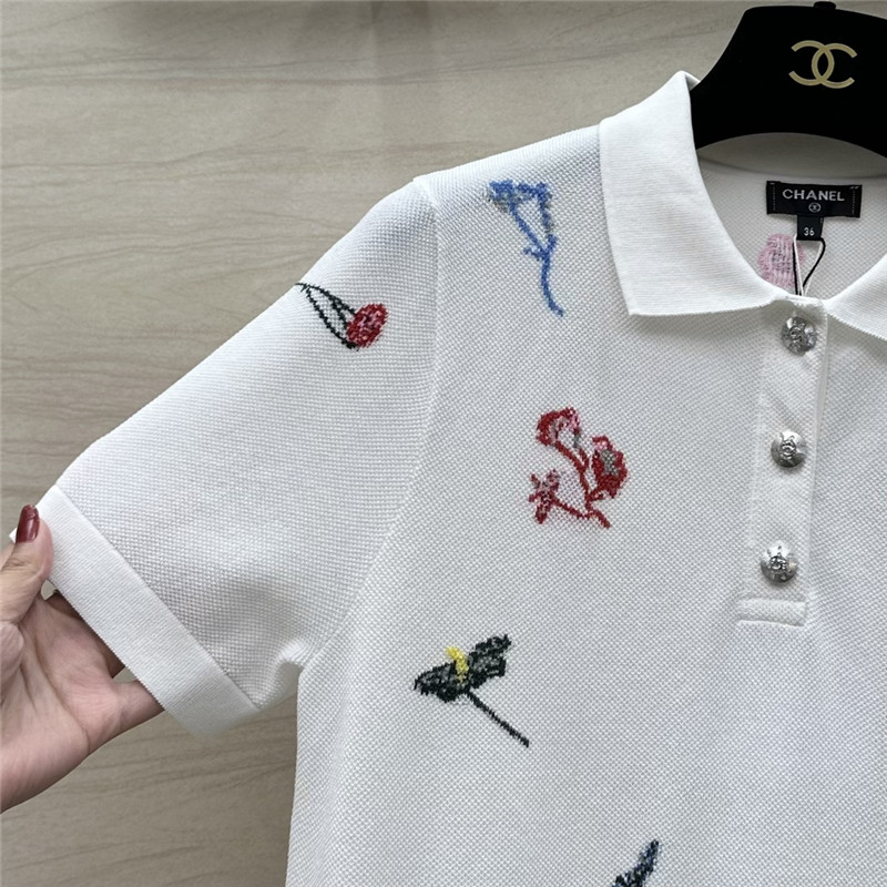 Ch**el intarsia embroidery polo dress replica clothing