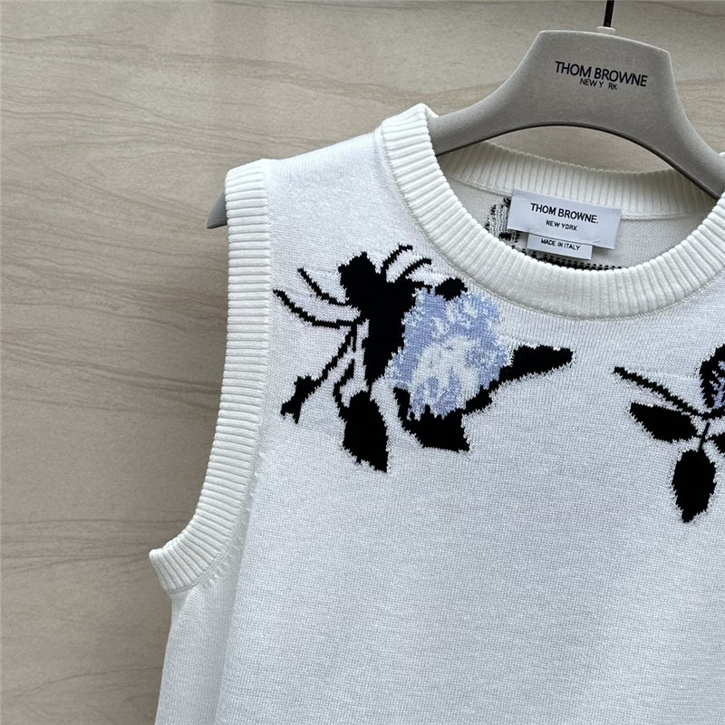 THOM BROWNe floral intarsia knitted vest replica clothing