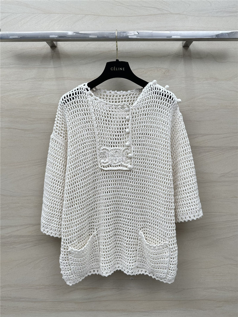 Ce1i*e hollow crochet knitted top