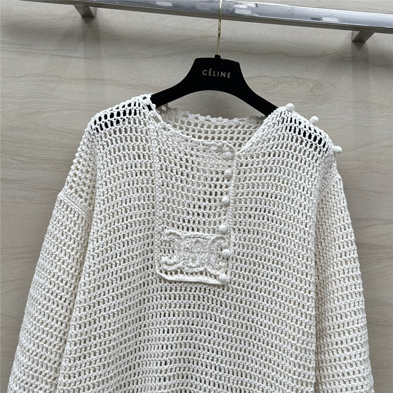 Ce1i*e hollow crochet knitted top