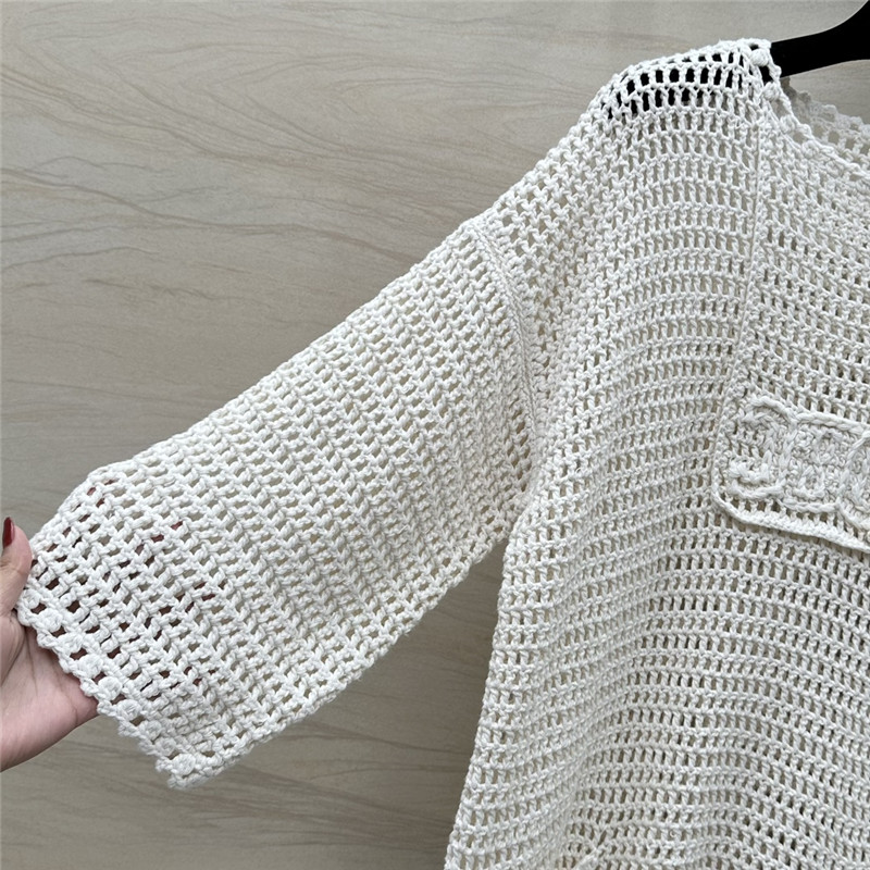 Ce1i*e hollow crochet knitted top