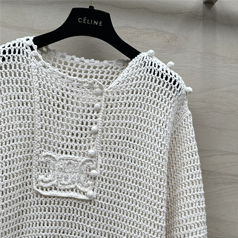 Ce1i*e hollow crochet knitted top
