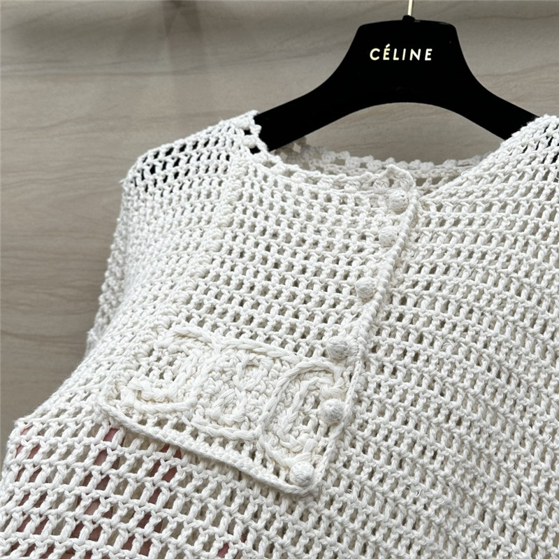 Ce1i*e hollow crochet knitted top