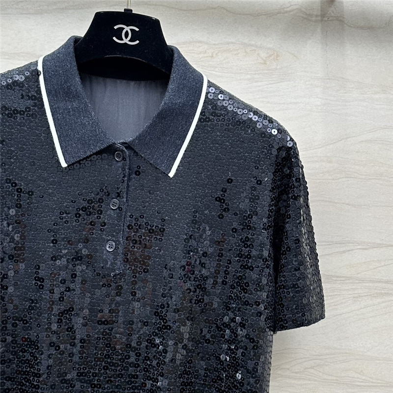 BC sequined silk wool polo top replica d&g clothing