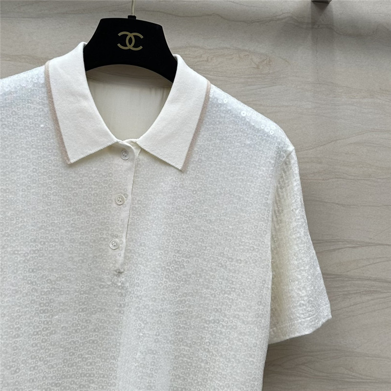 BC sequined silk wool polo top replica d&g clothing