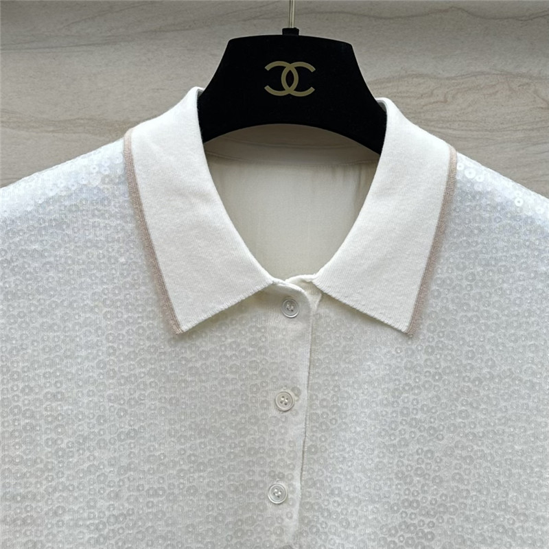 BC sequined silk wool polo top replica d&g clothing