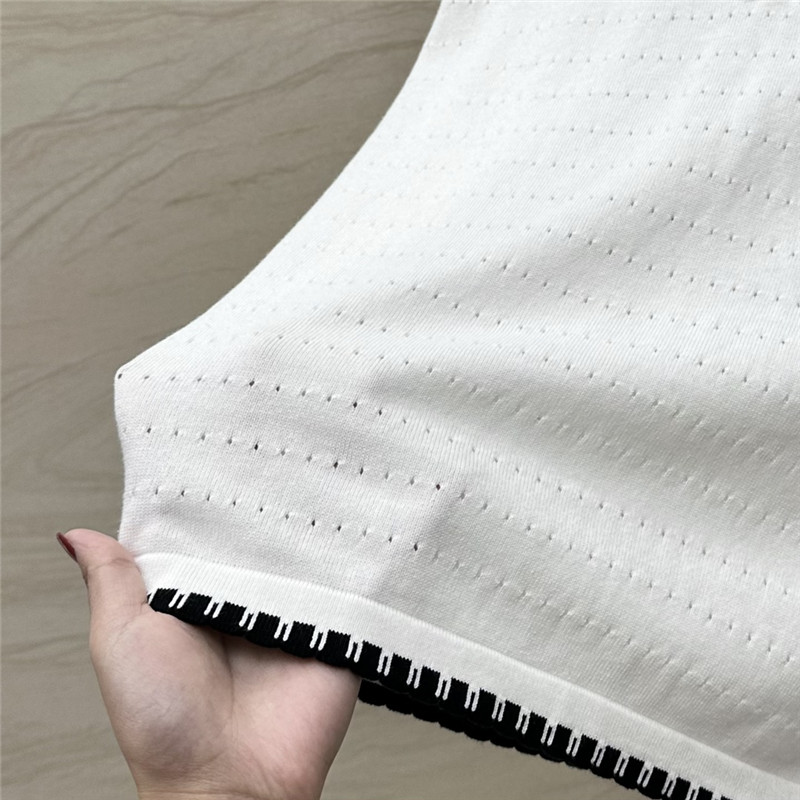 Ch**el contrast trim knit short-sleeved top replica clothing
