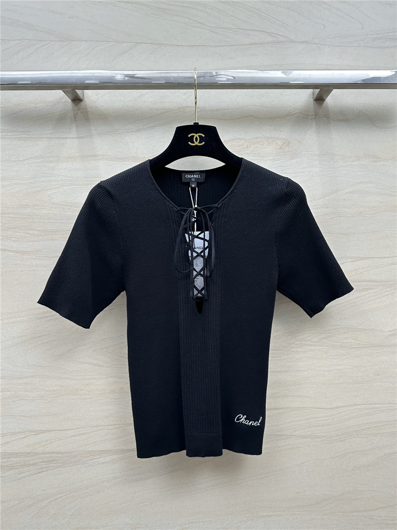 Ch**el knitted short-sleeved top replica d&g clothing