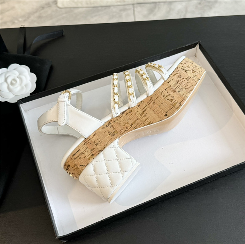 Ch**el leather chain platform sandals