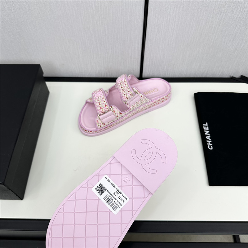 Ch**el grained tweed velcro slides in pink
